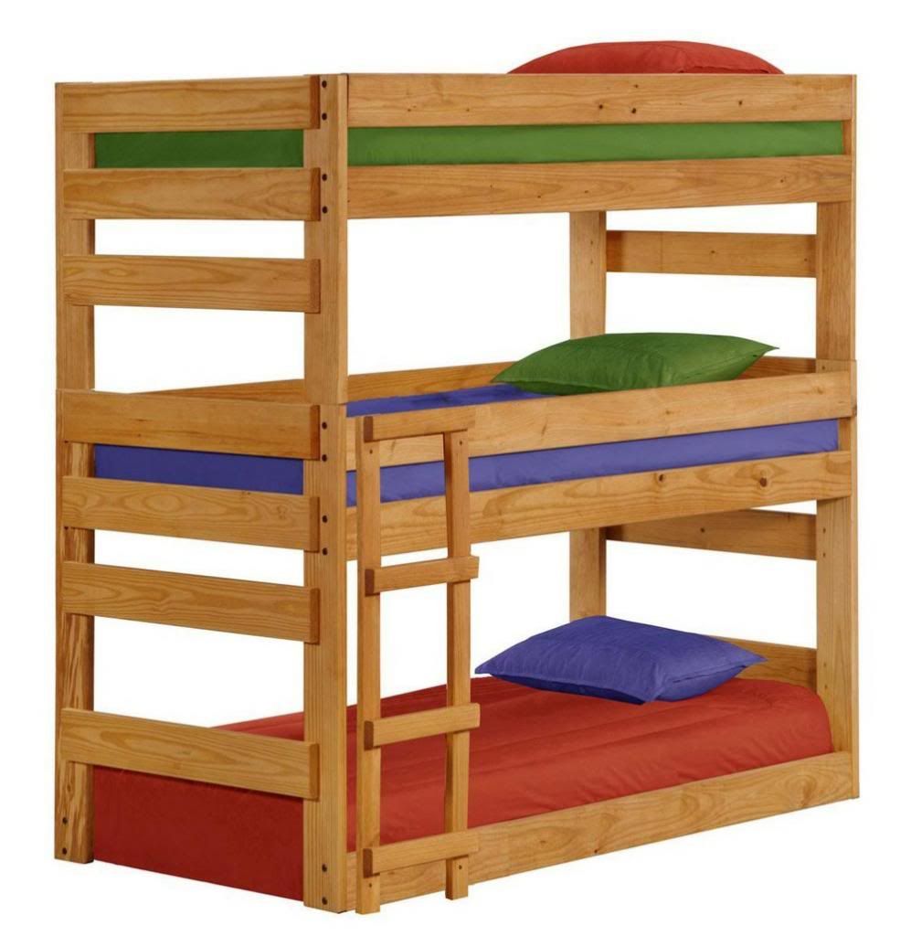 wooden triple bunk beds