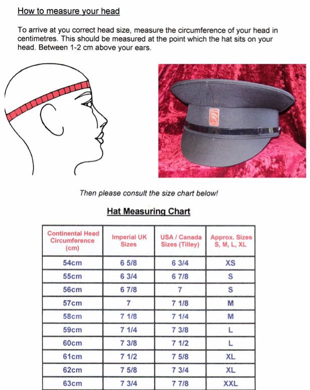hat size chart demeanor