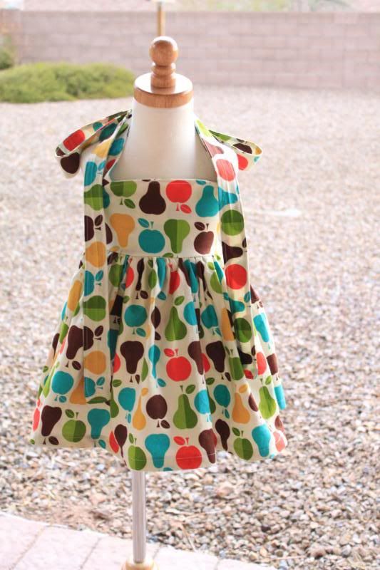 Apple (and pear) picking Season Tie back dress, 18-24 months