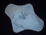 AIO Menstrual Pad With Wings: Embroidered Blue Dragonfly (PUL Barrier)