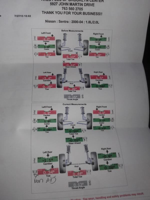 alignment after new parts A Nissan Sentra Forum
