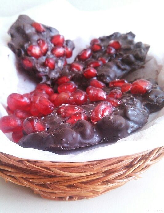 Pomegranate Dark Chocolate Bark Pomegranate Dark Chocolate Bark with Black Salt