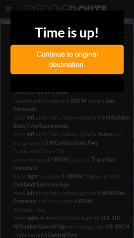 Alarm notification to proceed to destination
