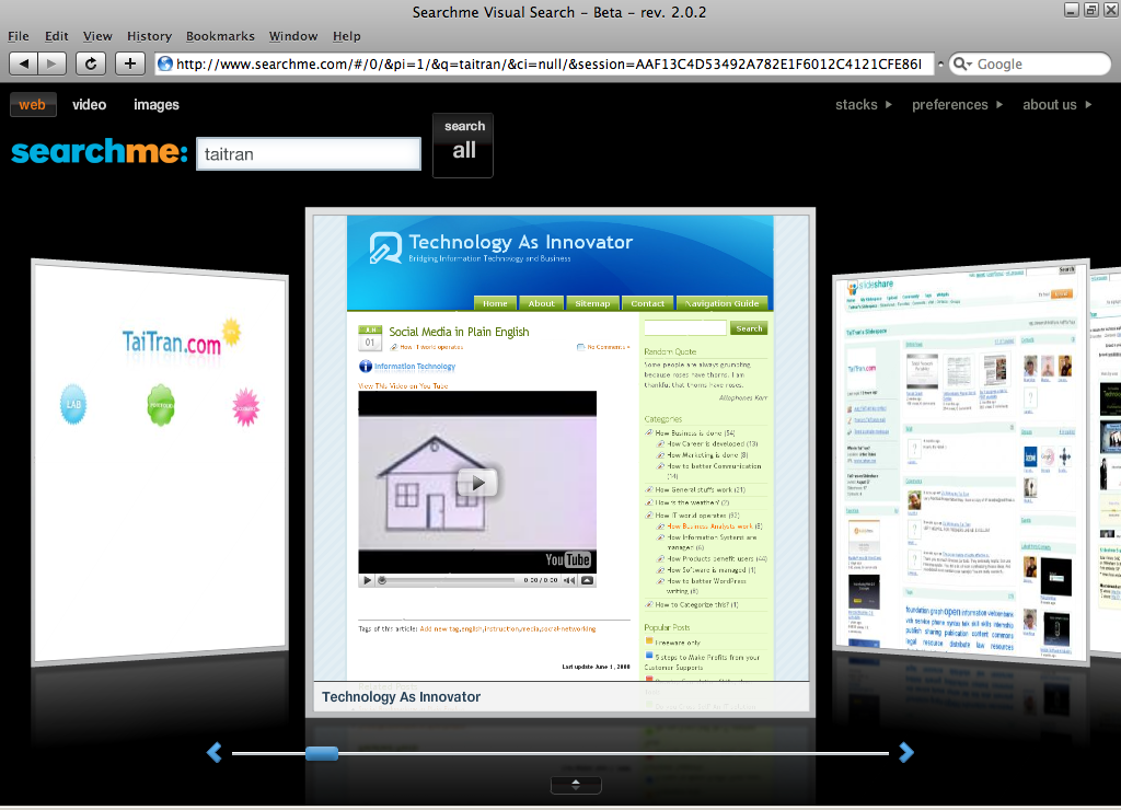 Searchme screenshot