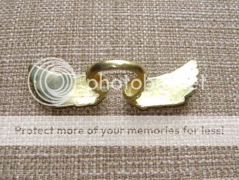 Vintage/fashion gorgeous ANGEL WINGS fly fairy gold brass ring  