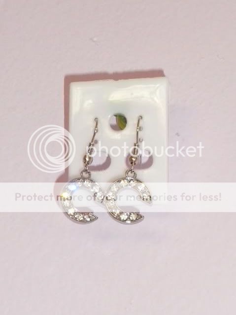 fashion jewelry cc rhinestone double letter c initial dangle earrings 