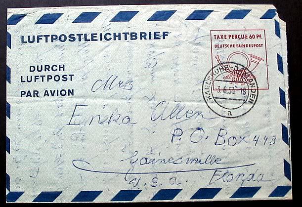 GERMANY ~TAXE PERCUE* 60 PF DEUTSCHE BUNDESPOST 1953  