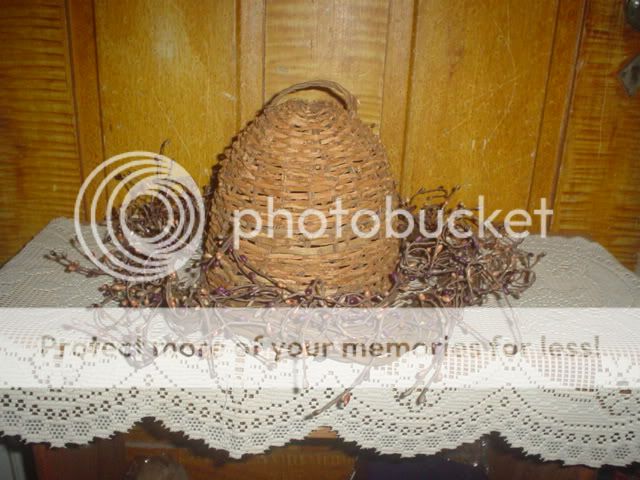 Primitive Bee Skep * Grapevine * Berries  